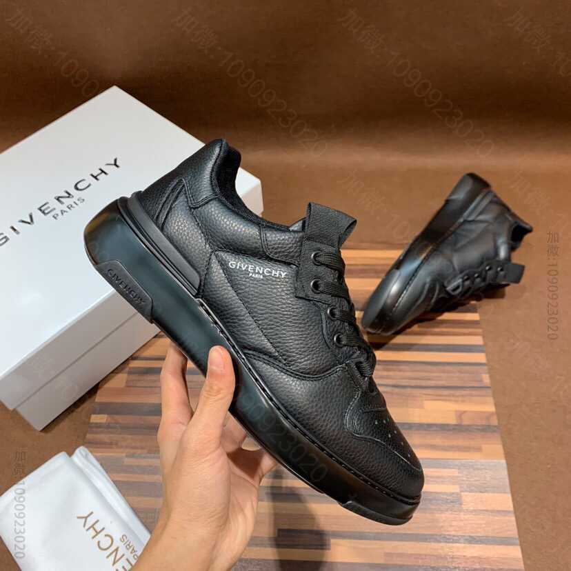 纪梵希GIVENCHY 黑色粒面皮革低帮运动鞋