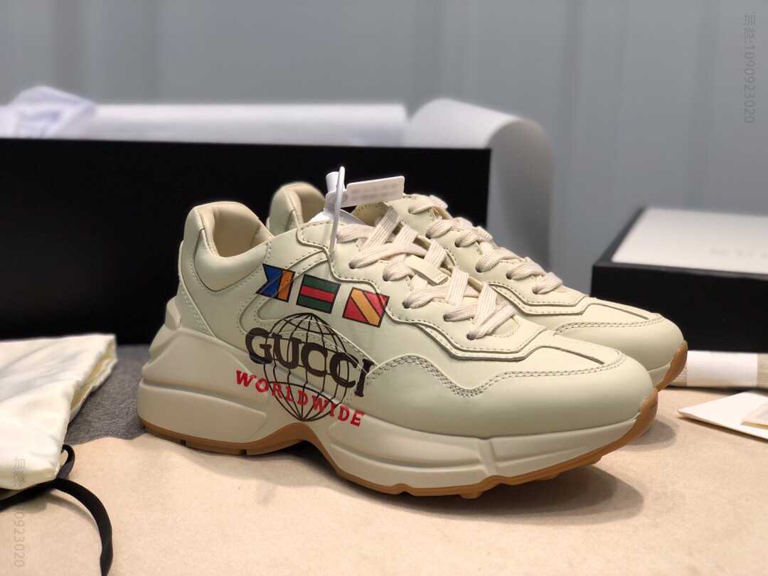 Gucci古驰 做旧皮革角状复古慢跑鞋