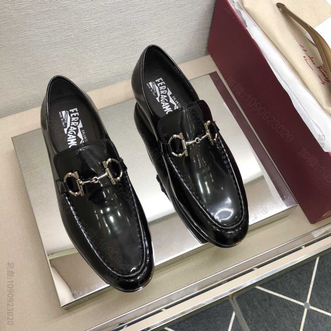 F80386_原版小牛皮真皮注朔大底正装皮鞋 原单菲拉格慕皮鞋价格