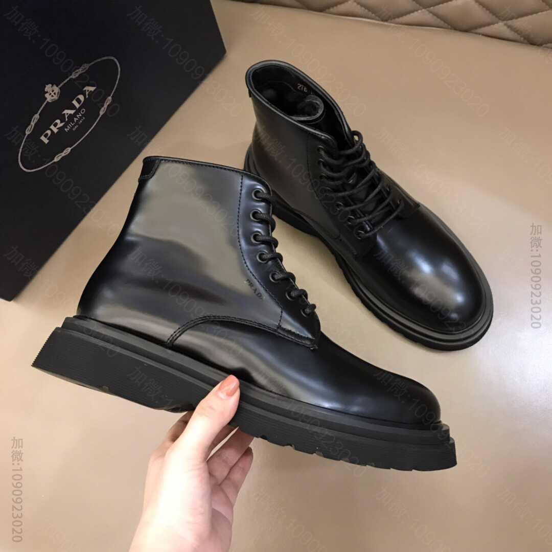PRADA普拉达 P 家高品质原单牛货精品，男士秋冬高帮羊毛靴