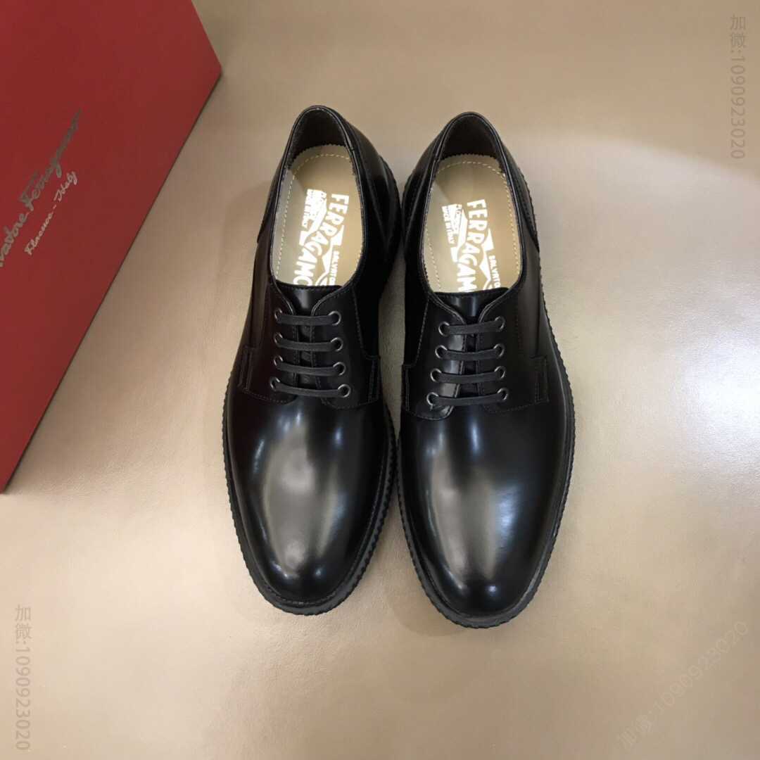 Ferragamo(菲拉格慕）进口水染小牛里原版TPU大底男士商务休闲皮鞋
