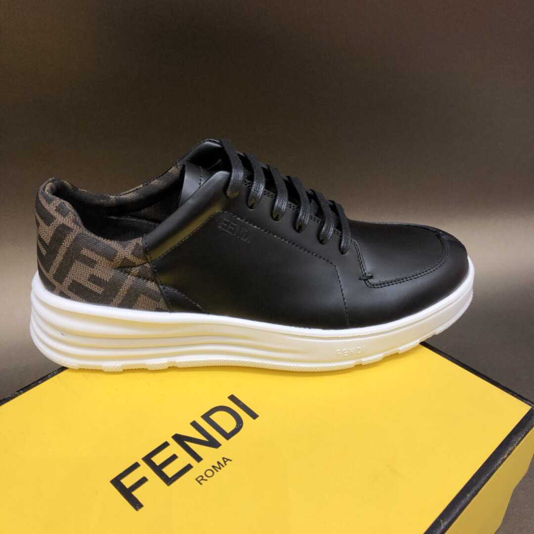 芬迪专柜同步上市意大利高档丝绸原版皮男士运动鞋 芬迪男士运动鞋批发 
