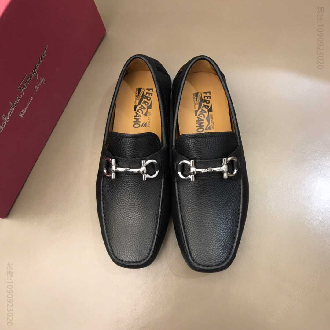 Ferragamo菲拉格慕 进口小牛皮高端经典男士豆豆鞋男士一脚蹬休闲鞋