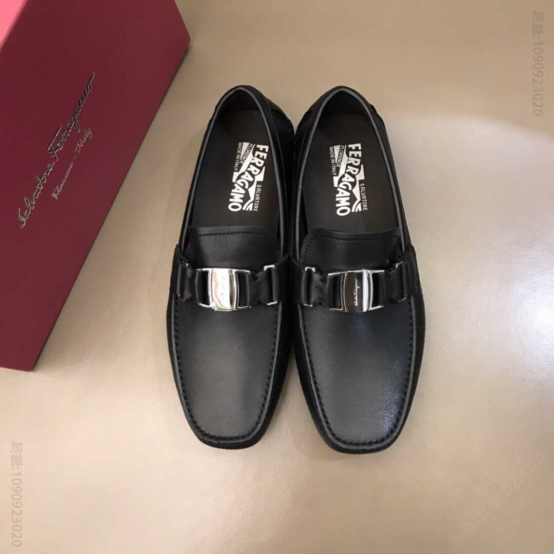 Ferragamo菲拉格慕 进口小牛皮高端经典男士豆豆鞋男士一脚蹬休闲鞋