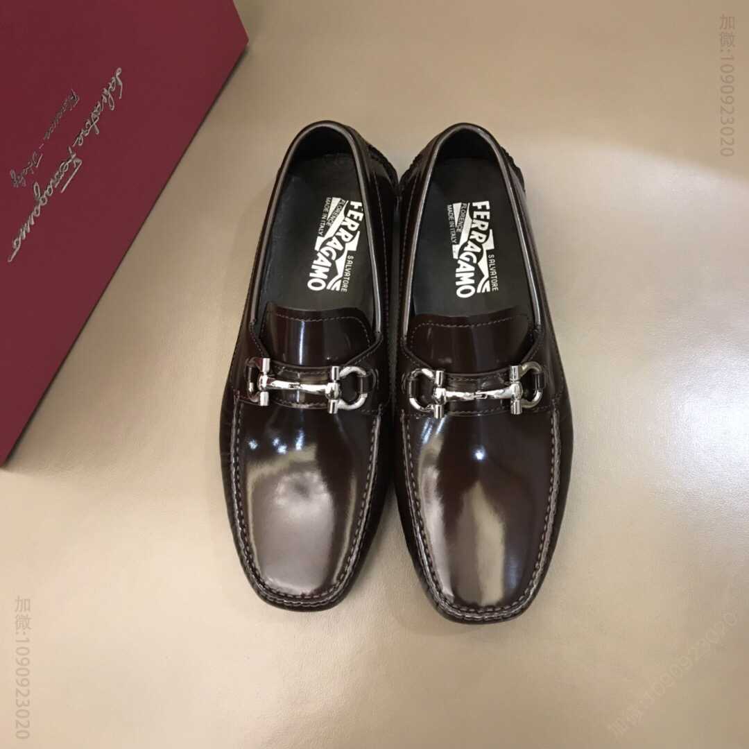 Ferragamo菲拉格慕 进口小牛皮高端经典男士豆豆鞋男士一脚蹬休闲鞋