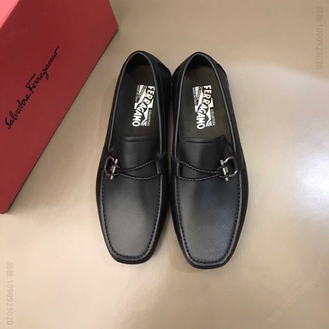Ferragamo菲拉格慕 进口小牛皮高端经典男士豆豆鞋男士一脚蹬休闲鞋
