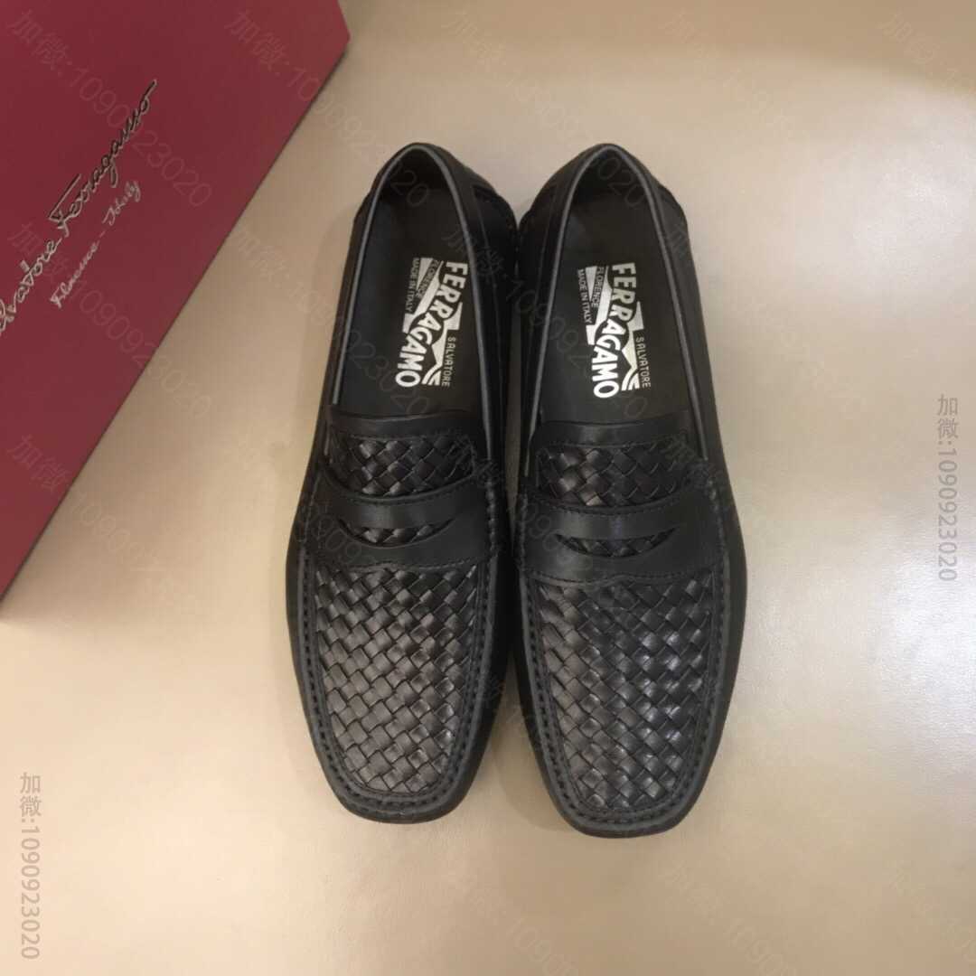 Ferragamo菲拉格慕 进口小牛皮高端经典男士豆豆鞋男士一脚蹬休闲鞋