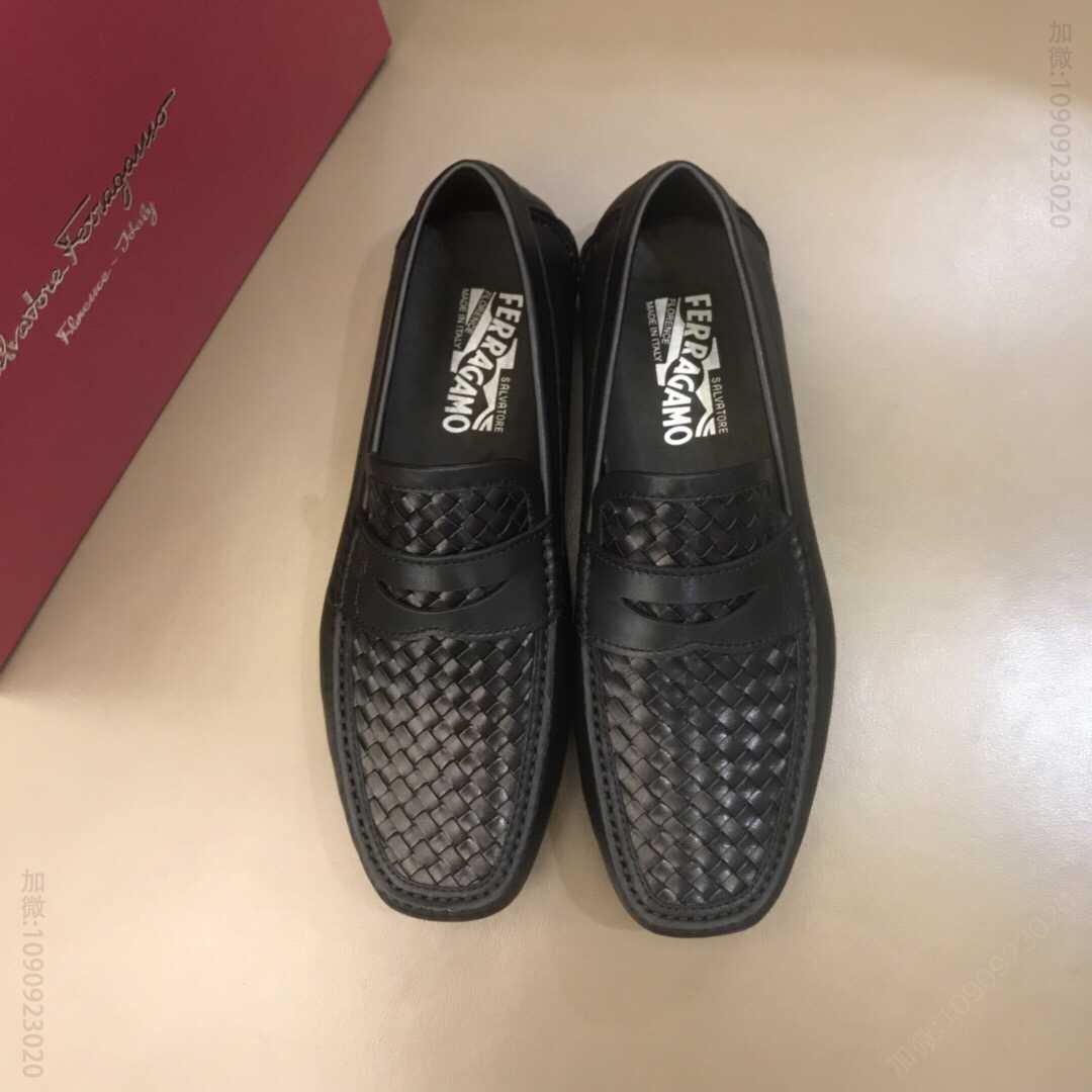 Ferragamo菲拉格慕 进口小牛皮高端经典男士豆豆鞋男士一脚蹬休闲鞋