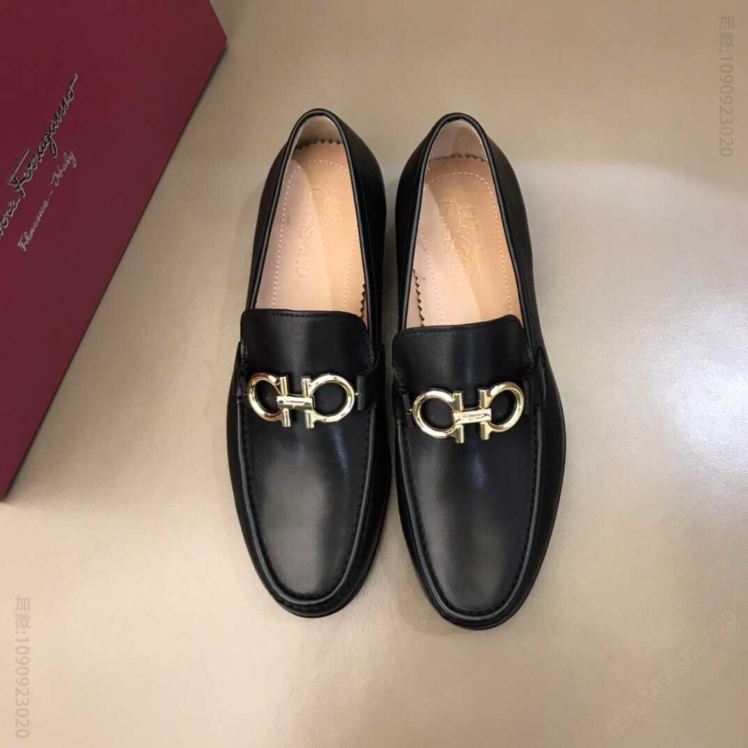 Ferragamo菲拉格慕 进口头层亮面牛皮F高端真皮大底男士商务皮鞋
