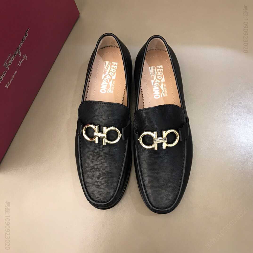 Ferragamo菲拉格慕 进口头层亮面牛皮F高端真皮大底男士商务皮鞋