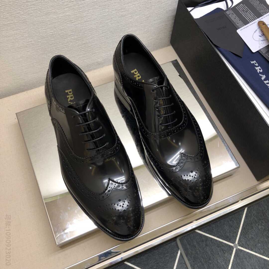 Prada普拉达 纯正高品质原版小牛皮男士商务正装皮鞋