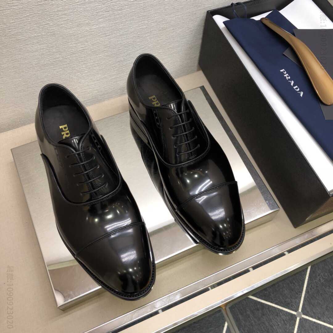 Prada普拉达 纯正高品质原版小牛皮男士商务正装皮鞋