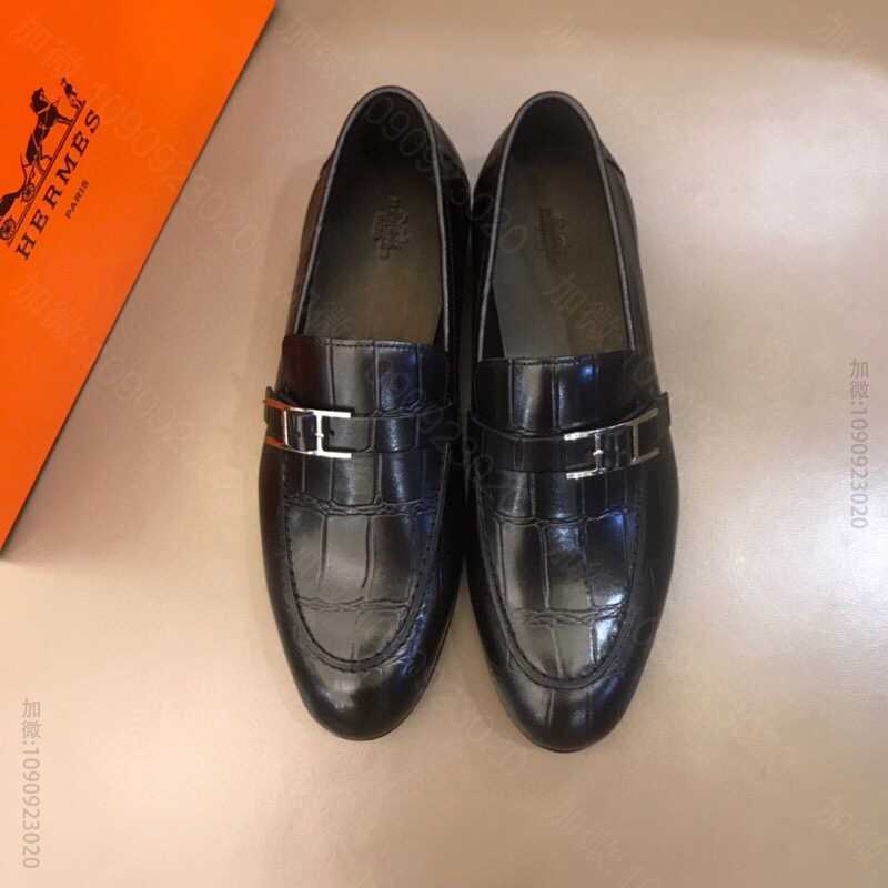 H86083_Hermes爱马仕 H 高端版本进口头层牛皮 水染头层牛里男士商务皮鞋 原单爱马仕男士皮鞋