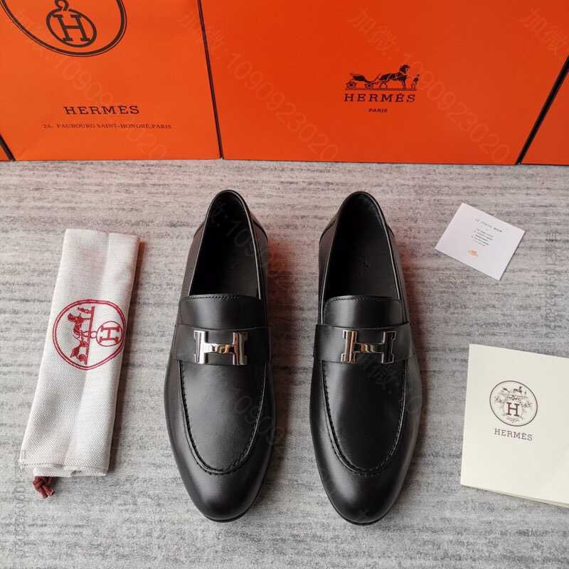 H87492_爱马仕/HERMES 春款上新男士便鞋懒人一脚蹬套脚乐福鞋 复刻爱马仕皮鞋货源