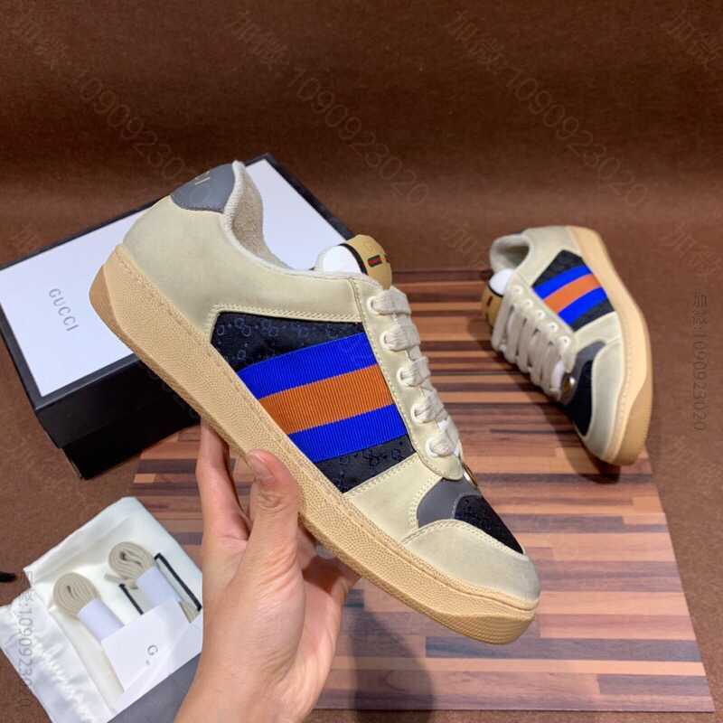 Gucci古驰 以侧面条纹织带和 Gucci 复古标识情侣款小脏鞋