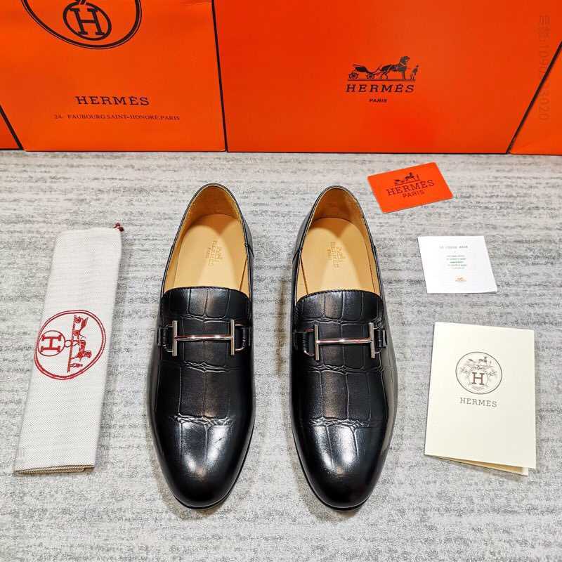 爱马仕/HERMES 进口牛皮春款上新男士便鞋懒人一脚蹬套脚乐福鞋