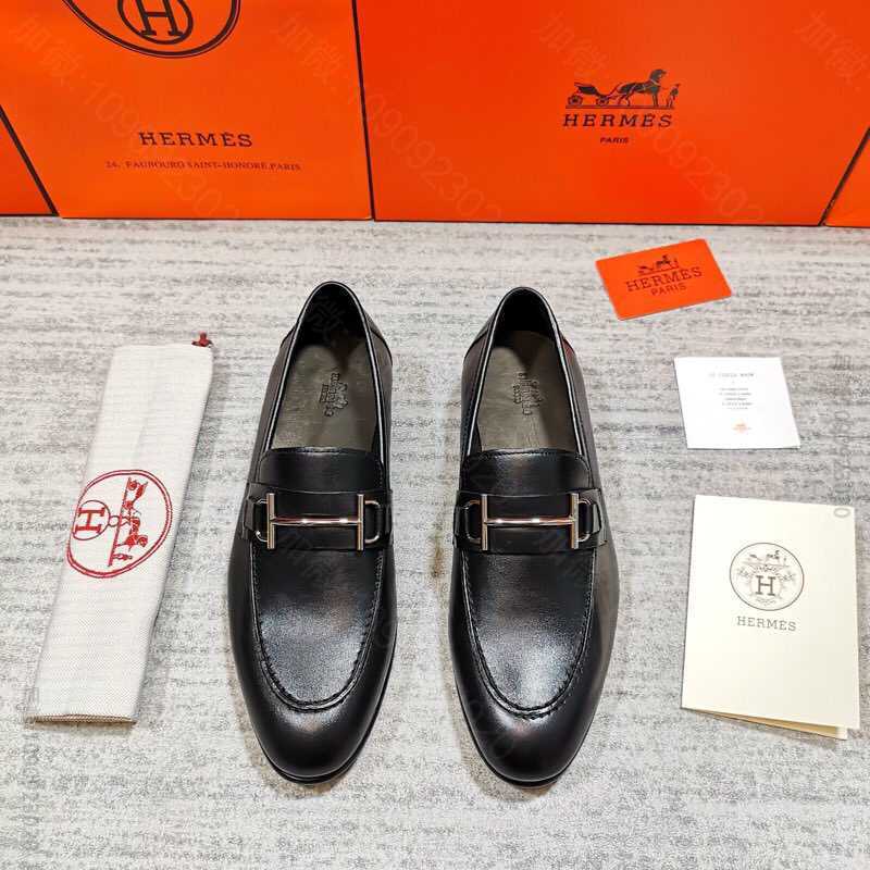 爱马仕/HERMES 进口牛皮春款上新男士便鞋懒人一脚蹬套脚乐福鞋