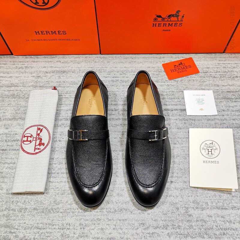 爱马仕/HERMES 进口牛皮春款上新男士便鞋懒人一脚蹬套脚乐福鞋