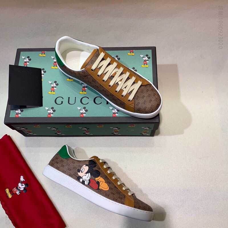 Gucci古驰 米色/乌木色迷你GG Supreme高级人造帆布【新款】男女款运动鞋