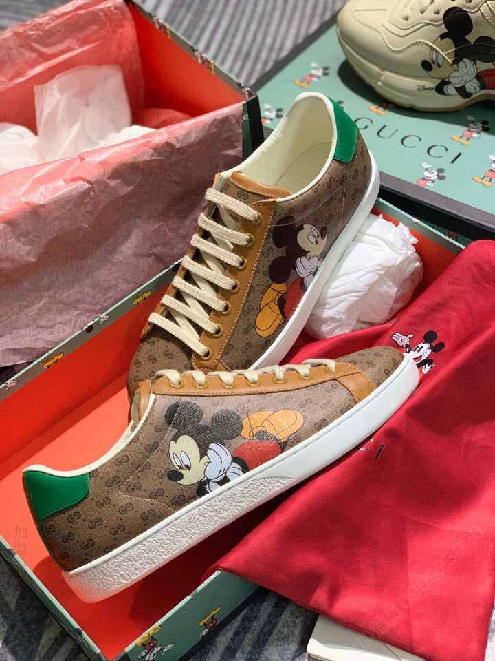 Gucci古驰 标志 GG Supreme高级米老鼠男士运动鞋