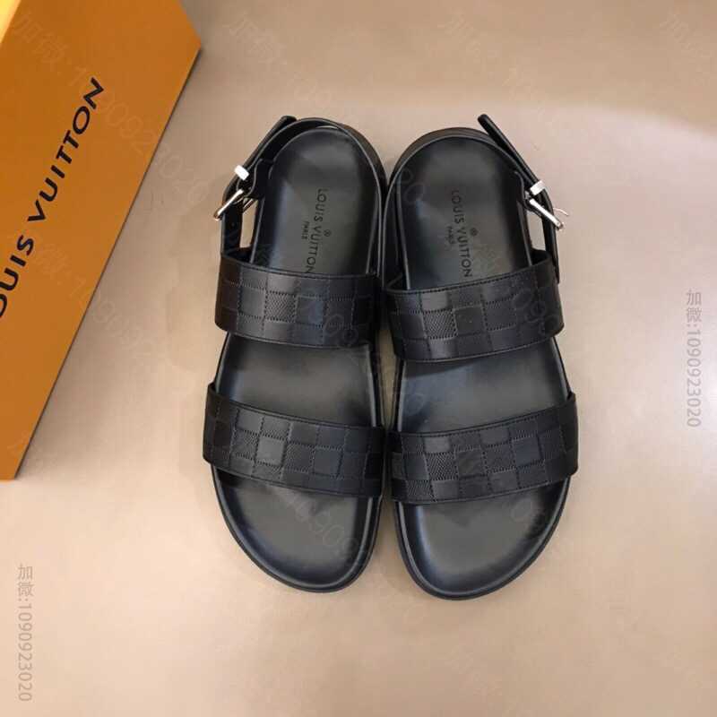 LV/路易威登 头层牛皮材质经典牛皮L牌奢品男士拖鞋