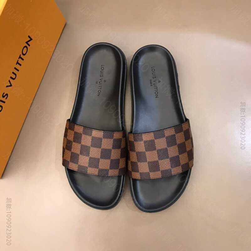 LV/路易威登 头层牛皮材质经典牛皮L牌奢品男士拖鞋