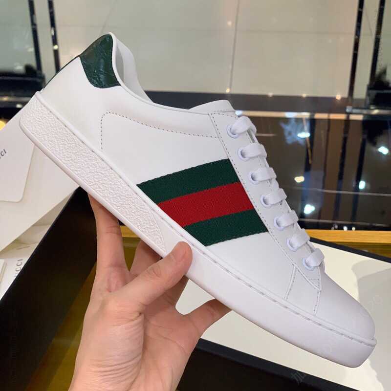Gucci古驰 采用牛皮小牛皮。橡胶鞋底高版本情侣款小白鞋
