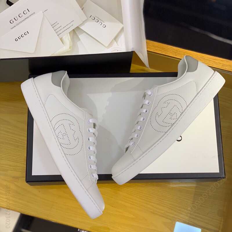 Gucci古驰 采用牛皮小牛皮。橡胶鞋底高版本情侣款小白鞋