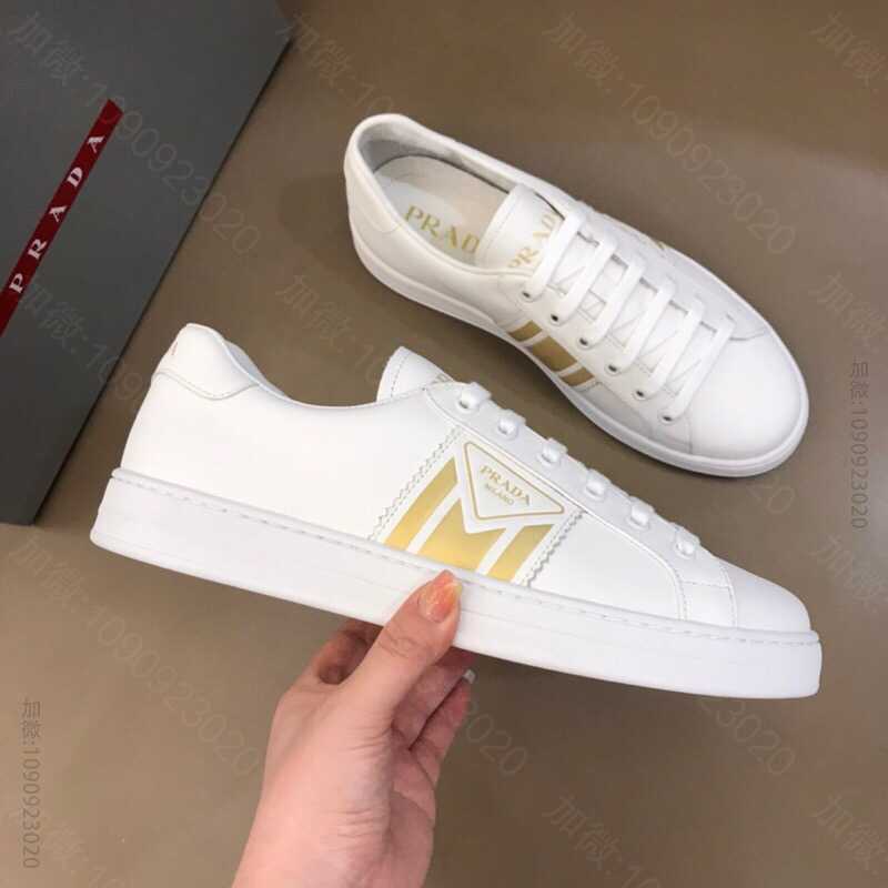 Prada普拉达 进口小牛皮材质P家新品男士低帮运动鞋
