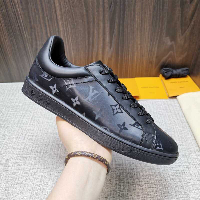 LV/路易威登 进口牛皮拼接牛仔布刺绣 Monogram 图案Luxembourg 运动鞋板鞋