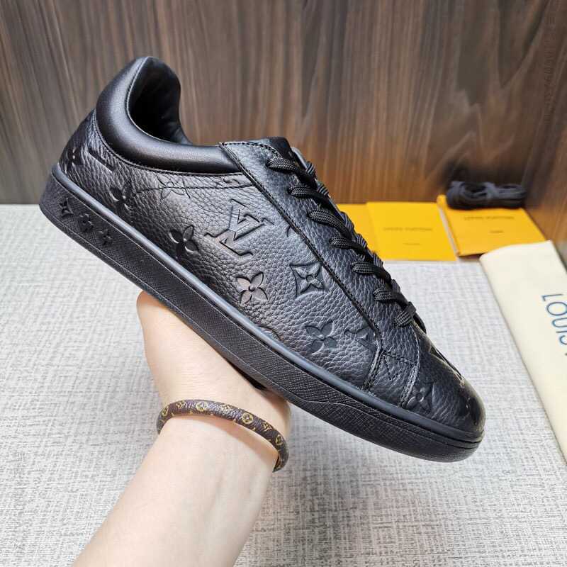 LV/路易威登 进口牛皮拼接牛仔布刺绣 Monogram 图案Luxembourg 运动鞋板鞋