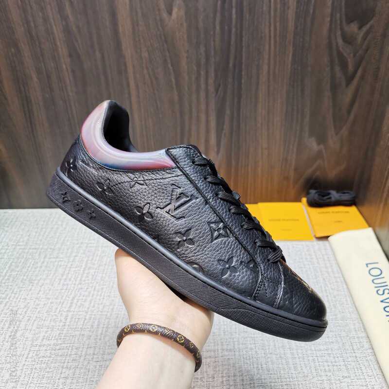 LV/路易威登 进口牛皮拼接牛仔布刺绣 Monogram 图案Luxembourg 运动鞋板鞋