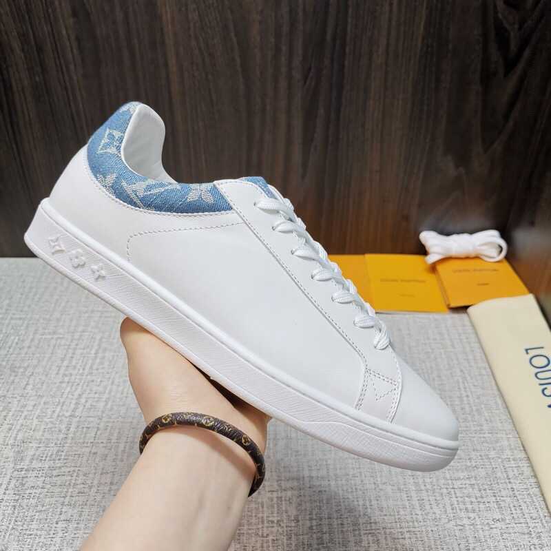 LV/路易威登 进口牛皮拼接牛仔布刺绣 Monogram 图案Luxembourg 运动鞋板鞋