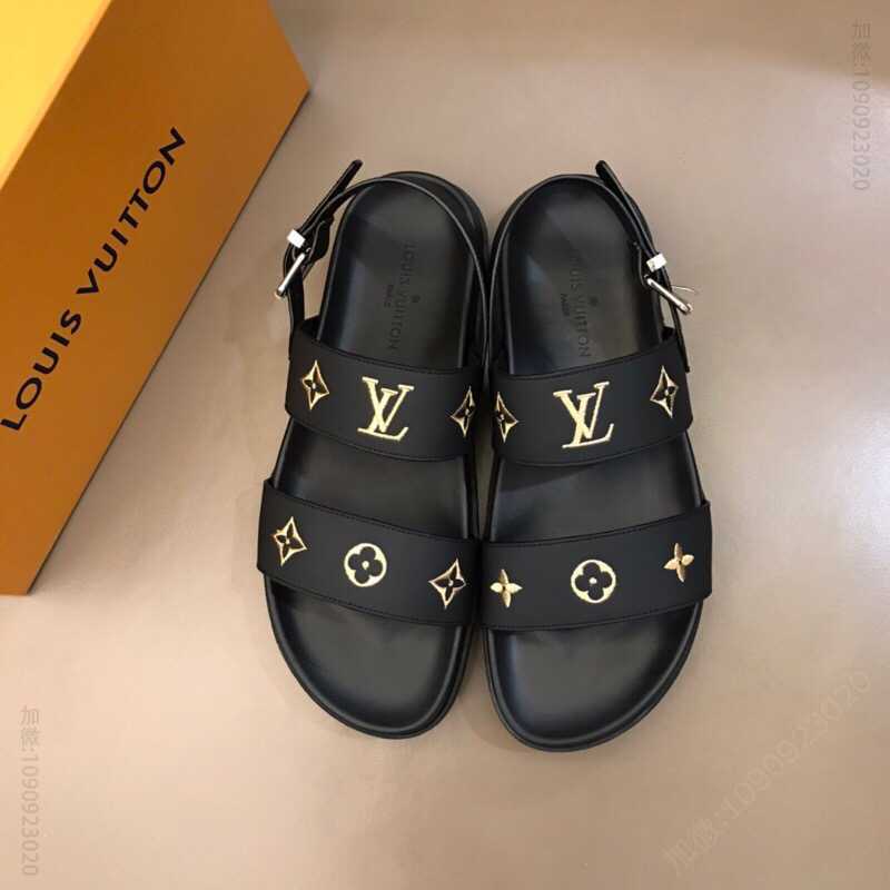 LV/路易威登 原版牛皮材质L牌奢品男士拖鞋