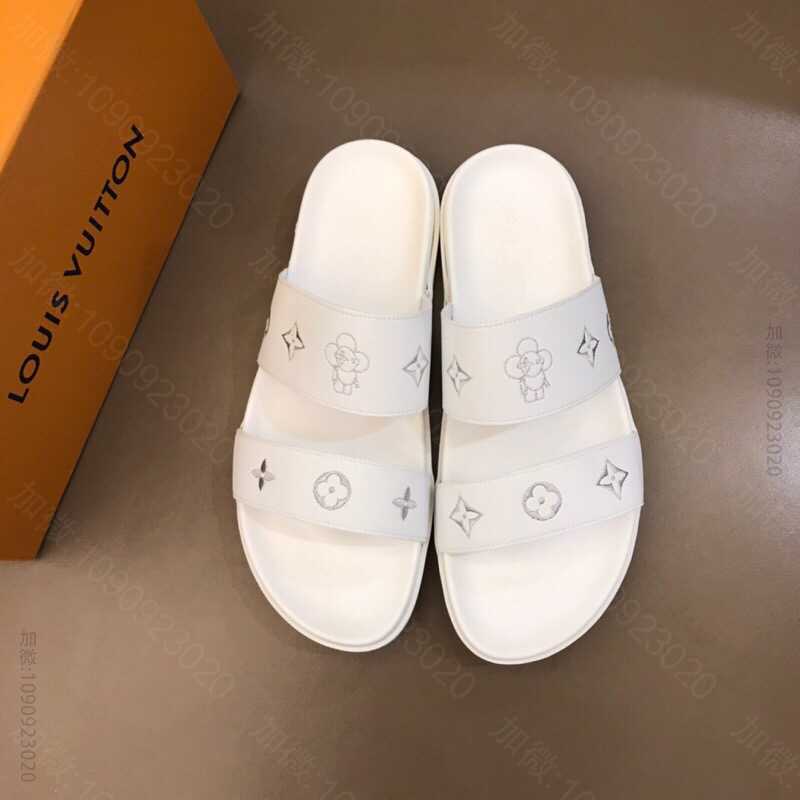 LV/路易威登 原版牛皮材质L牌奢品男士拖鞋