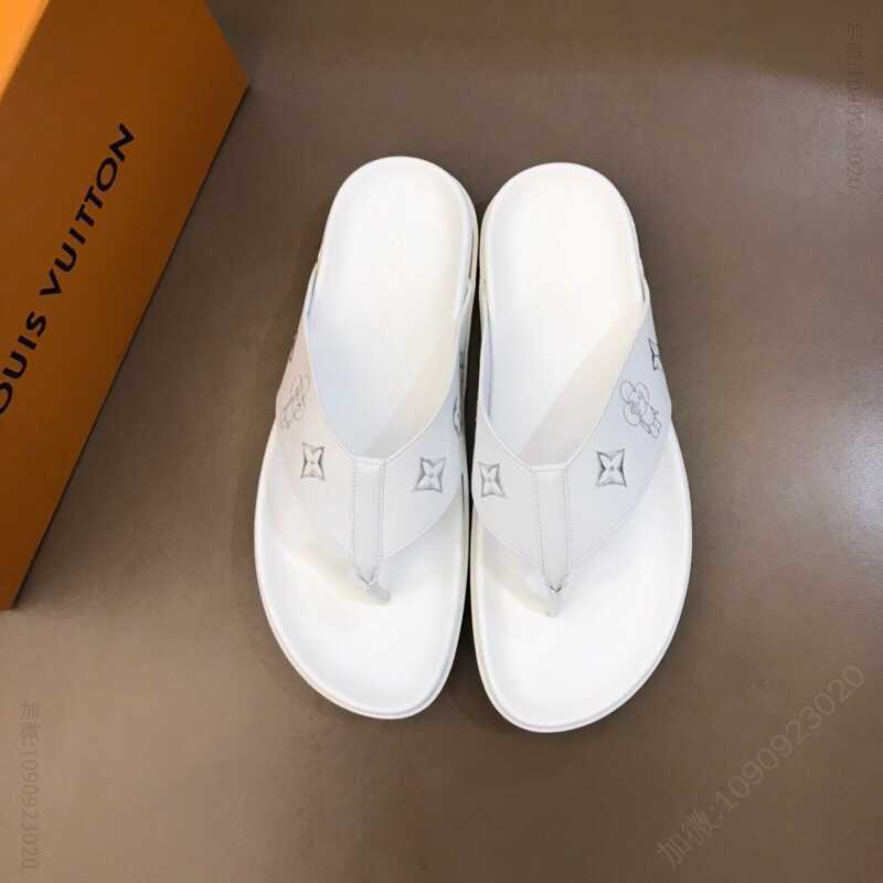 LV/路易威登 原版牛皮材质L牌奢品男士拖鞋