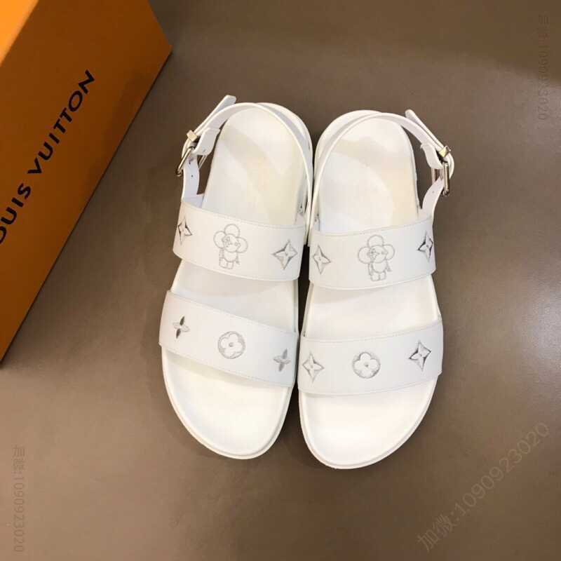 LV/路易威登 原版牛皮材质L牌奢品男士拖鞋