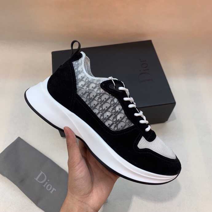 Dior迪奥 标志性的黑色 Dior Oblique 印花板男士B25 跑步运动鞋 A货迪奥运动鞋 