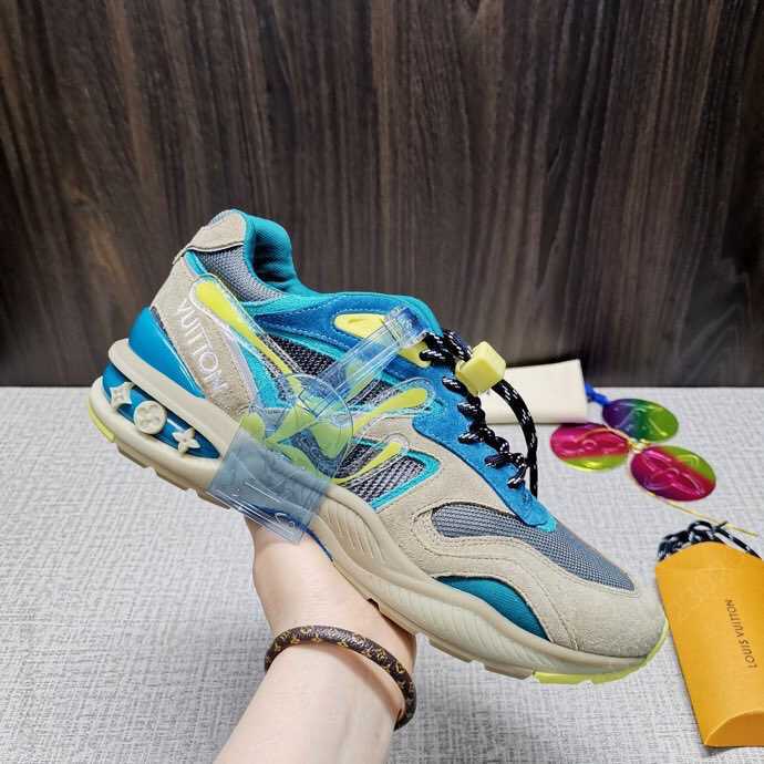 LV/路易威登 2023 春夏男士系列米色/紫色绒面小牛皮Trail 运动鞋
