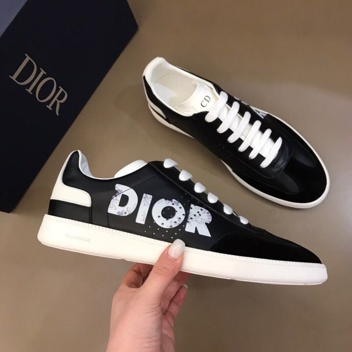 Dior迪奥 面采用白色光滑牛皮革搭配绒面革B01 运动鞋
