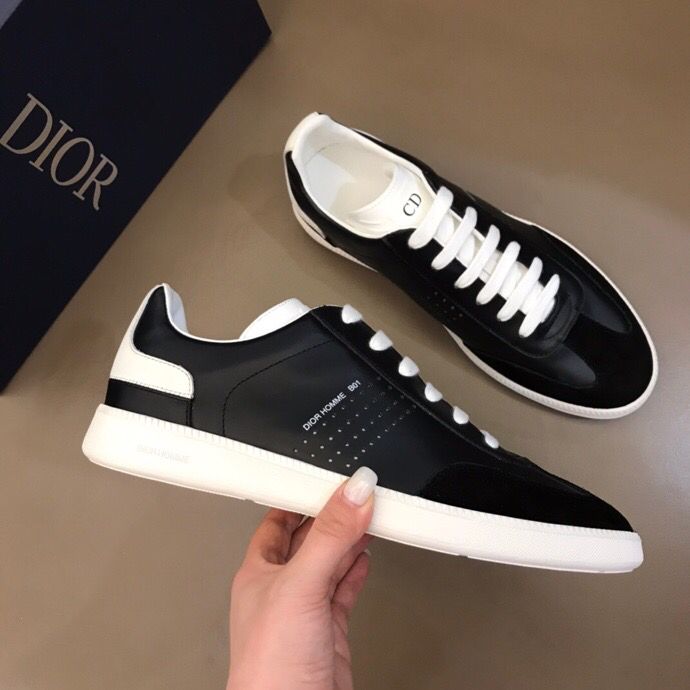 Dior迪奥 面采用白色光滑牛皮革搭配绒面革B01 运动鞋