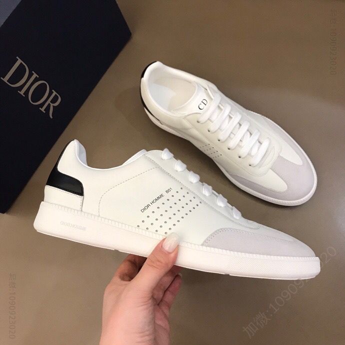 Dior迪奥 面采用白色光滑牛皮革搭配绒面革B01 运动鞋