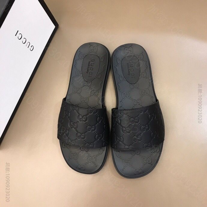 Gucci古驰 头层牛皮压印G 家高端男士夏季拖鞋