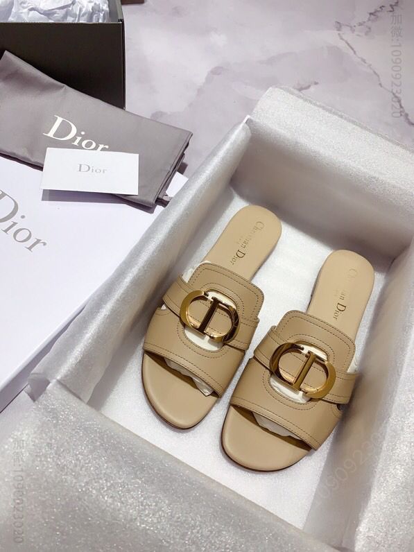 DIOR迪奥 2023SS胎牛皮鞋面_意大利真皮大底女士凉鞋拖鞋