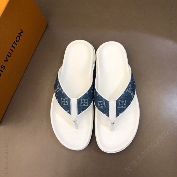 LV/路易威登 原版牛仔材质L牌奢品男士拖鞋