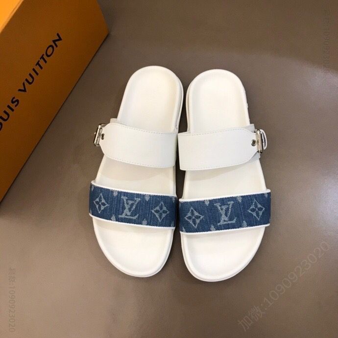 LV/路易威登 原版牛仔材质L牌奢品男士拖鞋