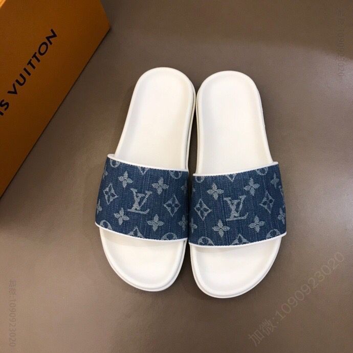 LV/路易威登 原版牛仔材质L牌奢品男士拖鞋