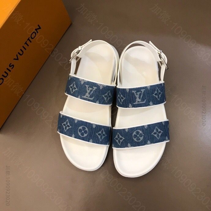 LV/路易威登 原版牛仔材质L牌奢品男士拖鞋