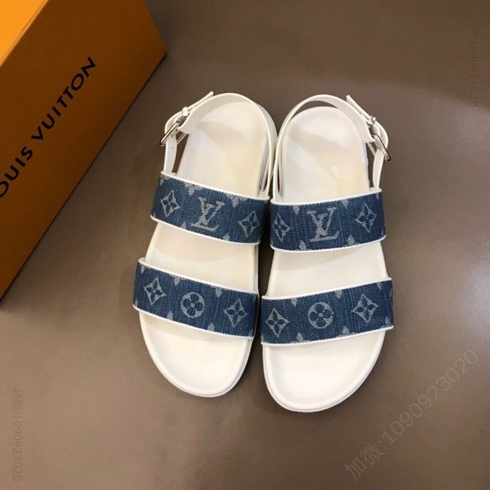 LV/路易威登 原版牛仔材质L牌奢品男士拖鞋