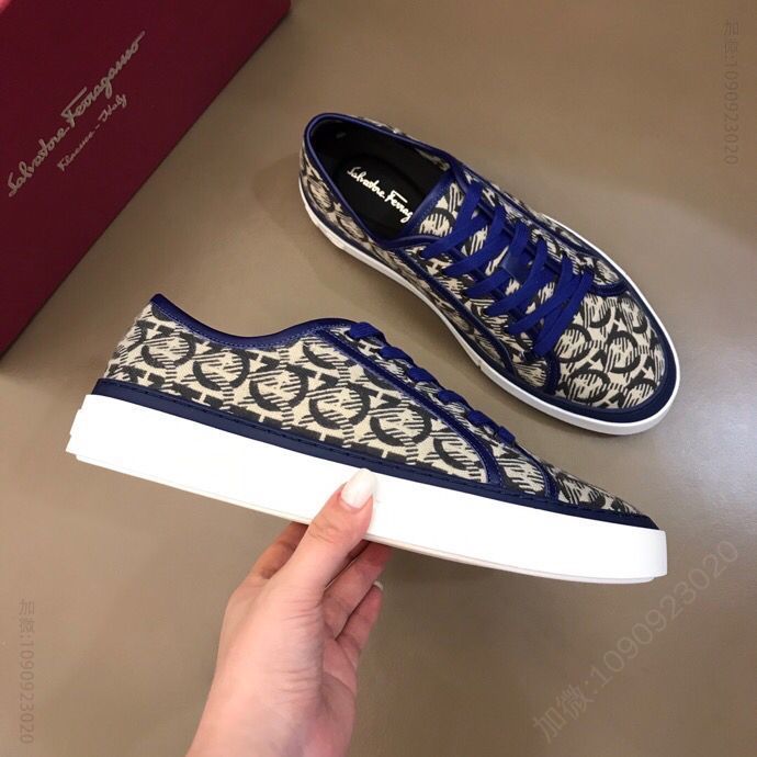 Ferragamo菲拉格慕 2023夏季原厂老花帆布帮休闲鞋